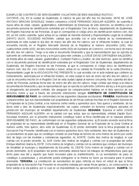 Contrato De Servidumbre De Paso Rural Pdf Propiedad Justicia