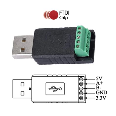 FTDI FT232RL USB to RS485 직렬 어댑터 변환기 스크류 터미널 포함 윈도우 7 8 10 맥 리눅스 지원