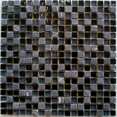 Mosaik Fliser Glas Marmor X X Mm Sort Mix