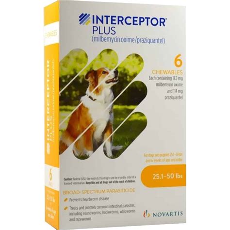 Interceptor PLUS Chewable Tablets Dogs 25.1-50 lbs 6 Pack