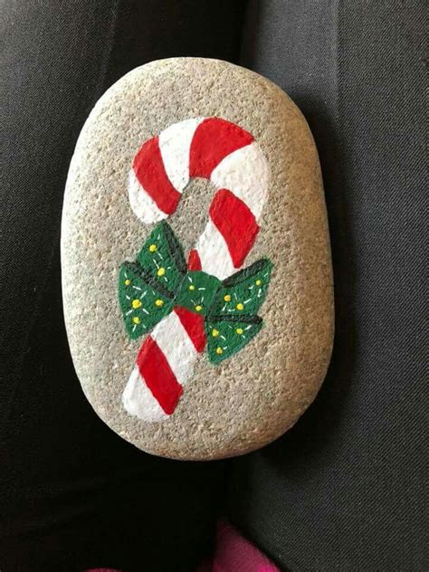 Candy Cane Holiday Christmas Painted Rock From Columbus In Rocks Rock