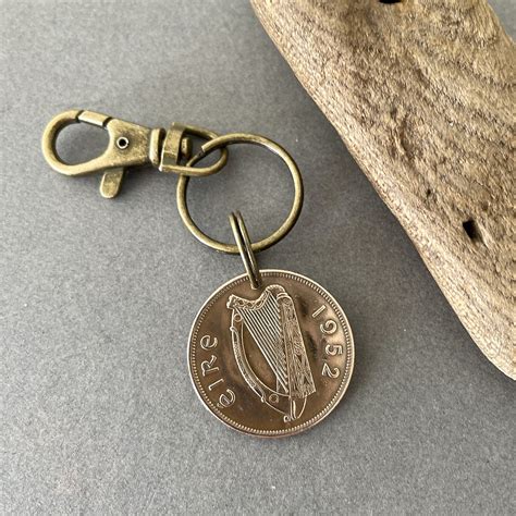 Old Irish Penny Keyring Keychain Or Clip Style Nd Birthday