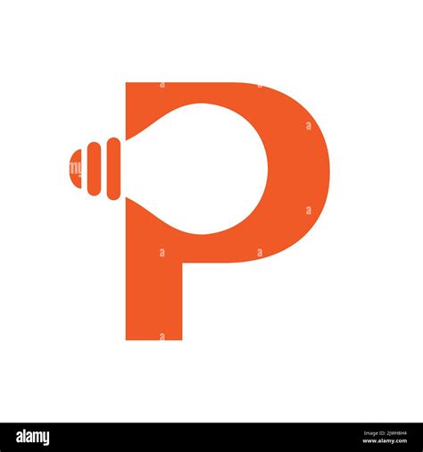 Letter P Electric Logo Combine With Electric Bulb Icon Vector Template