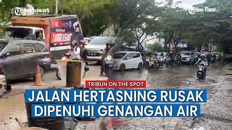 Jalan Penghubung Makassar Gowa Di Jalan Hertasning Rusak Parah