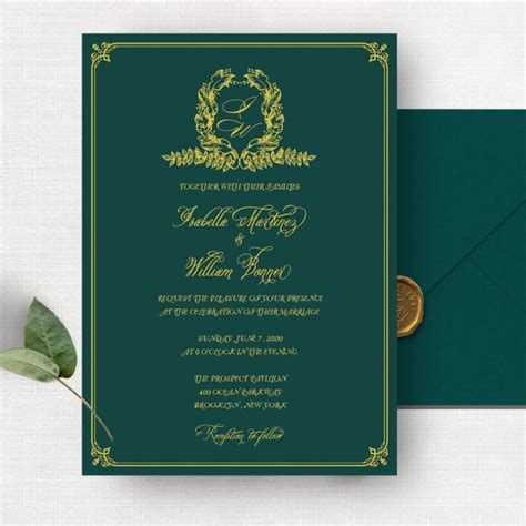 PONATIA X Emerald Green Invitation Trifold Laser Cut Invitations