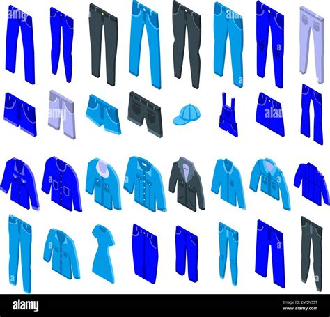 Jeans Icons Set Isometric Set Of Jeans Vector Icons For Web Design