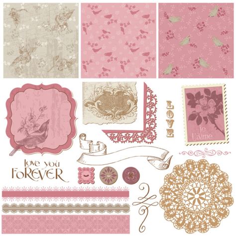 Scrapbook Vintage Wedding Collection Design Elements For Invit Stock