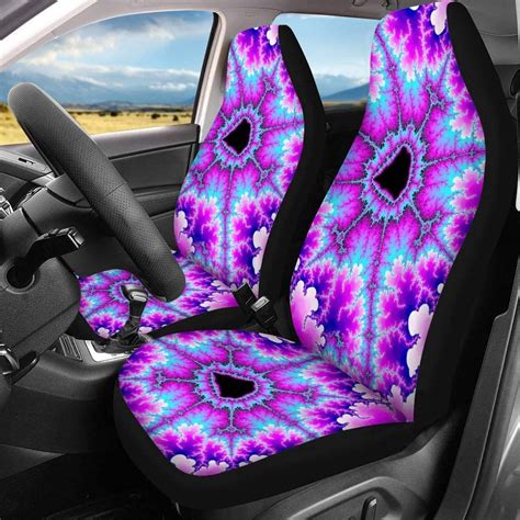 Pzz Purple Blue Tie Dye Front Seat Covers Car Accessories For Women Trippy Design 2