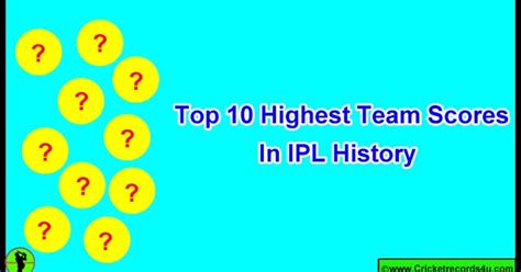 Top 10 Highest Team Scores In Ipl History Cricket Records