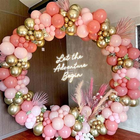 AOWEE Retro Pink Balloon Garland Kit, Pink and Gold Latex Balloons ...