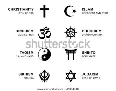 World Religion Symbols Eight Signs Major Stock Vector (Royalty Free ...