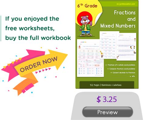 6th Grade Mixed Numbers And Fractions Worksheets