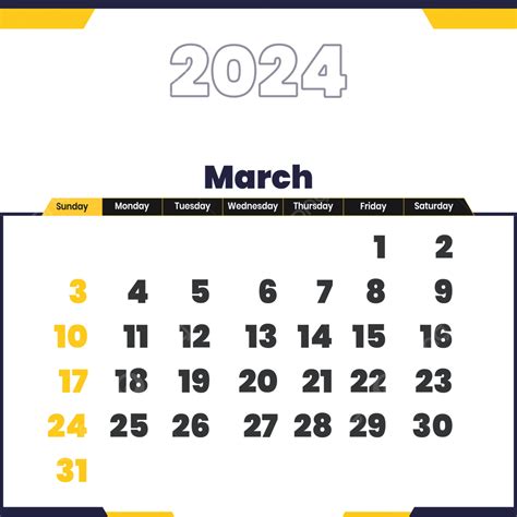 March Monthly Calendar In Vector Style March March Calendar