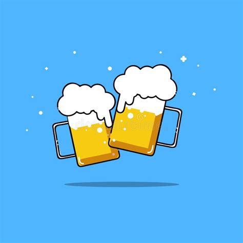 Beers Isolated Vector Illustration Party Two Friend Are Drinking Stock