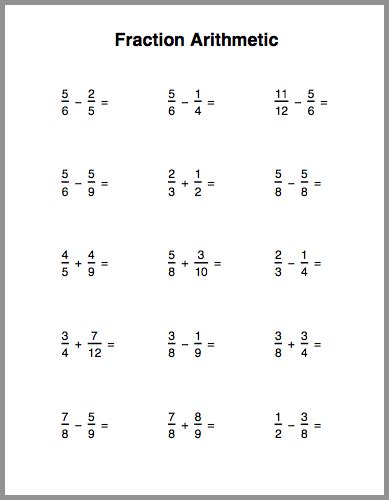 Fraction Arithmetic | Fractions worksheets, Addition of fractions ...