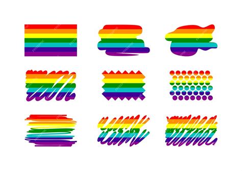 Premium Vector Rainbow Flag Set Lgbt Gay And Lesbian Pride Symbols Star Heart Icons Template