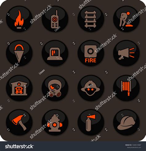 Fire Brigade Color Vector Icons On Stock Vector Royalty Free