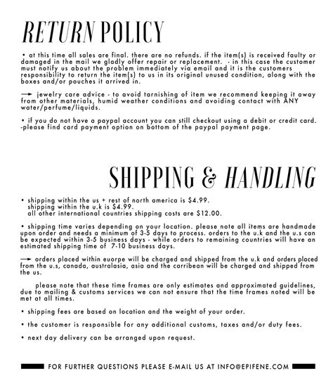 Shipping And Return Policy épifenē