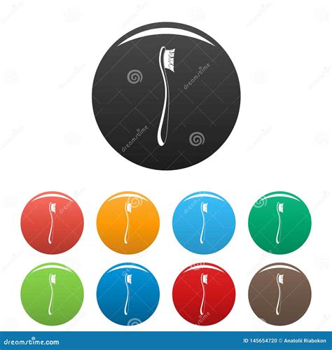 Kid Toothbrush Icons Set Color Stock Vector Illustration Of Dental