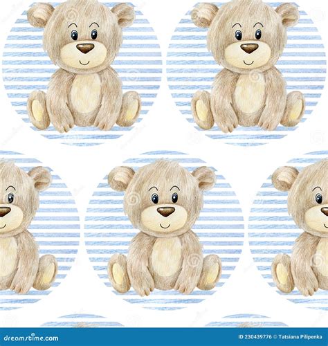 Seamless Pattern With Teddy Bear Stock Illustration Illustration Of