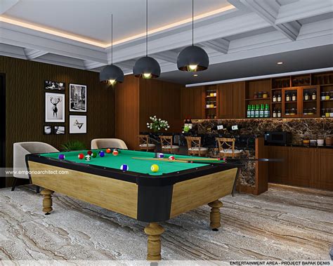 Desain Entertainment Area Rumah Klasik Modern 4 Lantai Bapak DNS Di