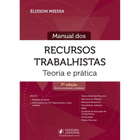 Manual Dos Recursos Trabalhistas Teoria E Pr Tica Amazon Br