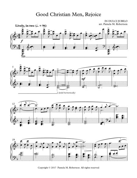 Good Christian Men Rejoice Piano Solo Arr Pamela M Robertson By