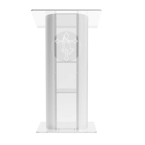 FixtureDisplays Clear Acrylic Plexiglass Lucite Podium Curved Brushed