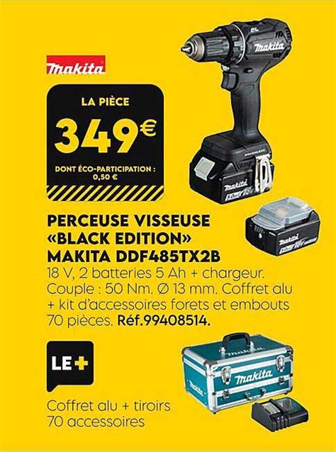 Promo Perceuse Visseuse Black Edition Makita Ddf Tx B Chez Tout