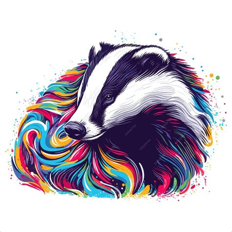 Premium Vector | Abstract badger multicolored paints colored drawing ...