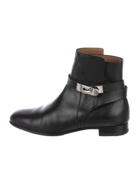 Herms Leather Round Toe Ankle Boots Sponsored Leather Herm Toe