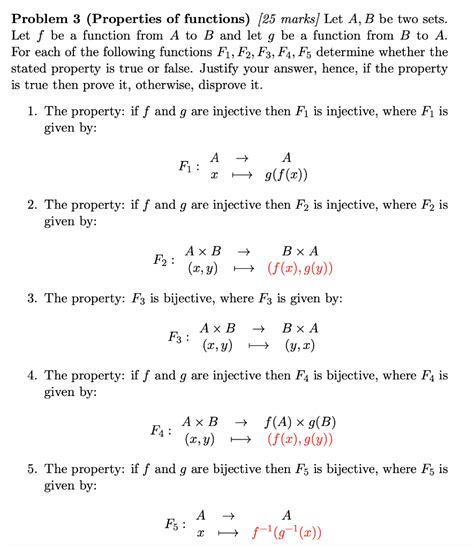 Solved Problem 3 (Properties of functions) [25 marks) Let A, | Chegg.com