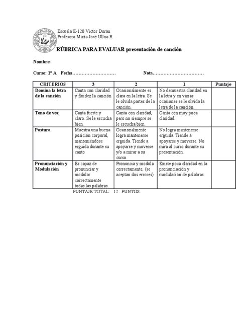 Pdf Rubrica Para Evaluar Cancion Dokumen Tips