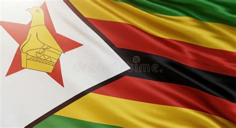 Zimbabwean National Flag Waving Proudly Against A Backdrop Of Vibrant