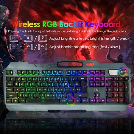 Wireless Gaming Keyboard and Mouse Combo, 16 Kinds RGB LED Backlit ...