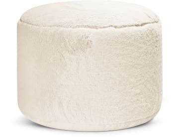 Pouf Rond Fausse Fourrure Douce Taupe Beige X Cm Softy Maisons Du