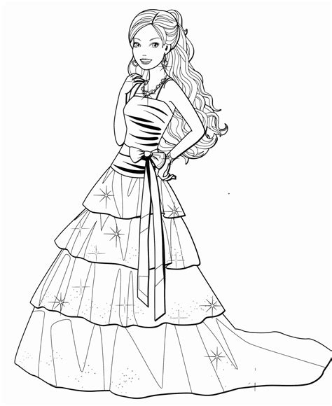 Barbie Dress Coloring Pages At Free Printable