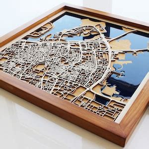 CUSTOM Wooden City Map Wood And Epoxy Map Where We Met Map Wooden