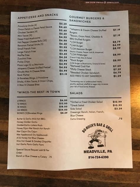 Online Menu Of Borocks Bar And Grille Restaurant Meadville Pennsylvania 16335 Zmenu