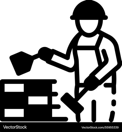 labour worker  plastering glyph style icon vector image