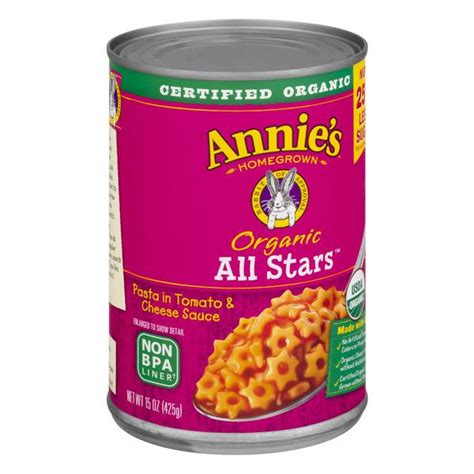 Annies Homegrown Organic All Stars Pasta In Tomato And Cheese Sauce Hy