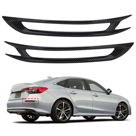 Rear Bumper Reflector Cover Trim Carbon Fiber Look For Honda Civic Th