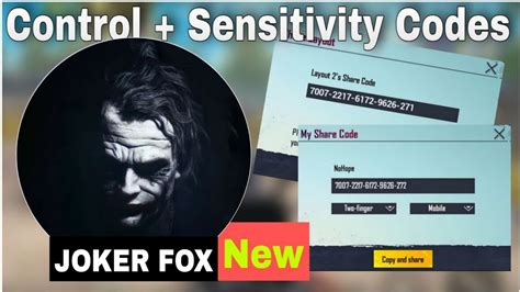 New Joker Fox Control Sensitivity Codes Pubg Youtubetiger Youtube