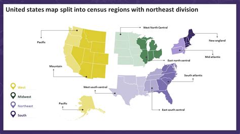 United States Map Split Into Census Regions With Northeast Division Rules Pdf Powerpoint Templates