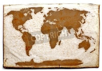 Mapa Do Mundo Antigo Em Papel Amarelo Velho Adesivos Para A Parede