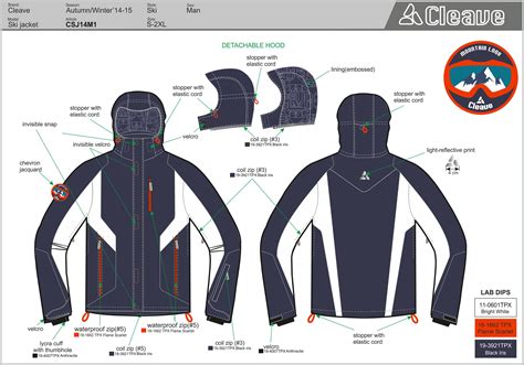 Ski Outerwear & Accessories Tech Pack on Behance