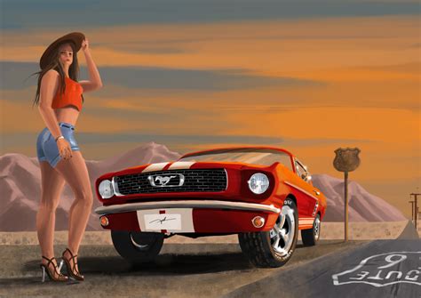 Illu-Mustang-Girl-Jpeg.jpg, Digital Arts by Antoine Mouton | Artmajeur