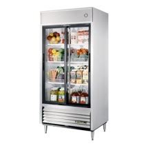 True TSD 33G HC LD Two Section Reach In Glass Sliding Door Refrigerator