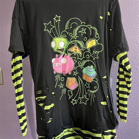 Invader Zim Distressed Hot Topic Shirt Super Cute Depop