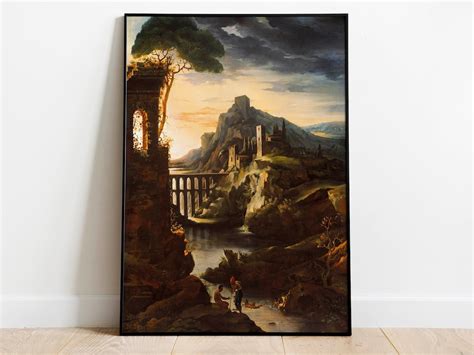 Theodore Gericault Evening Landscape With An Aqueduct Wall Decor Art